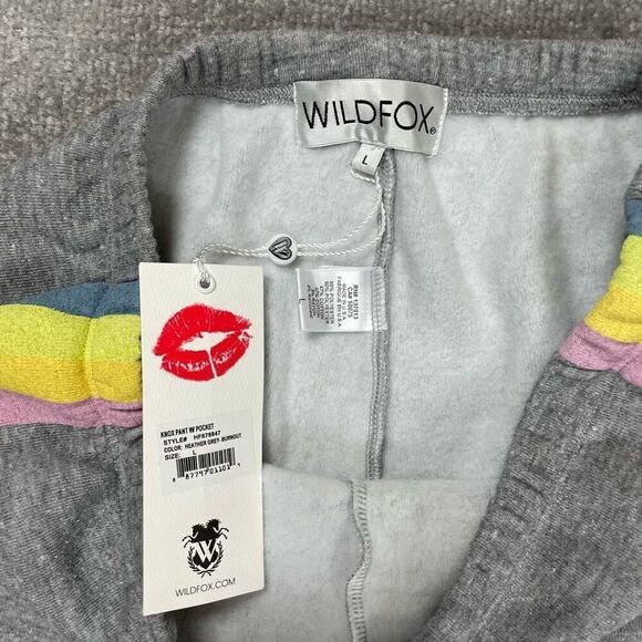 Wild Fox Womens Size Large Knox Jogger Pants Heather Gray Stripe Pockets NWT - Picture 4 of 5
